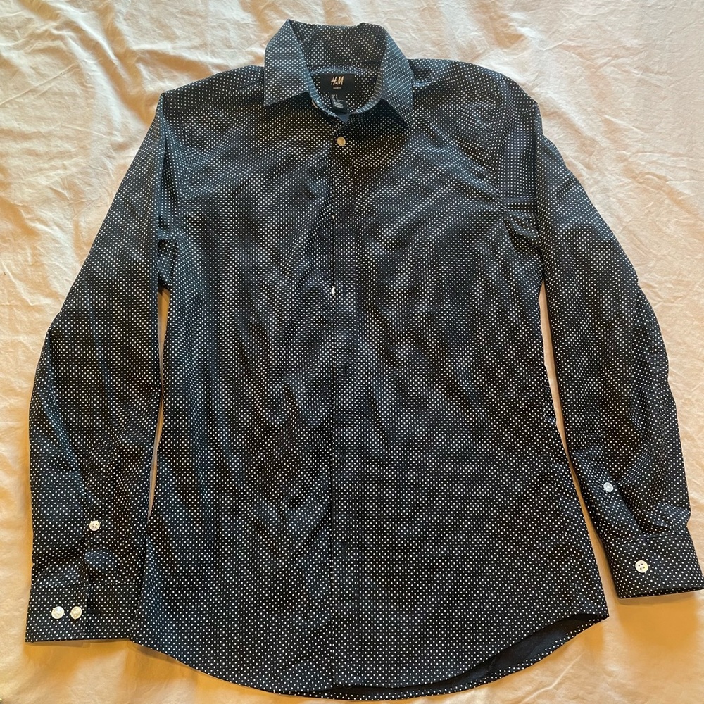 H&M Black and White Polka Dot Casual Shirt